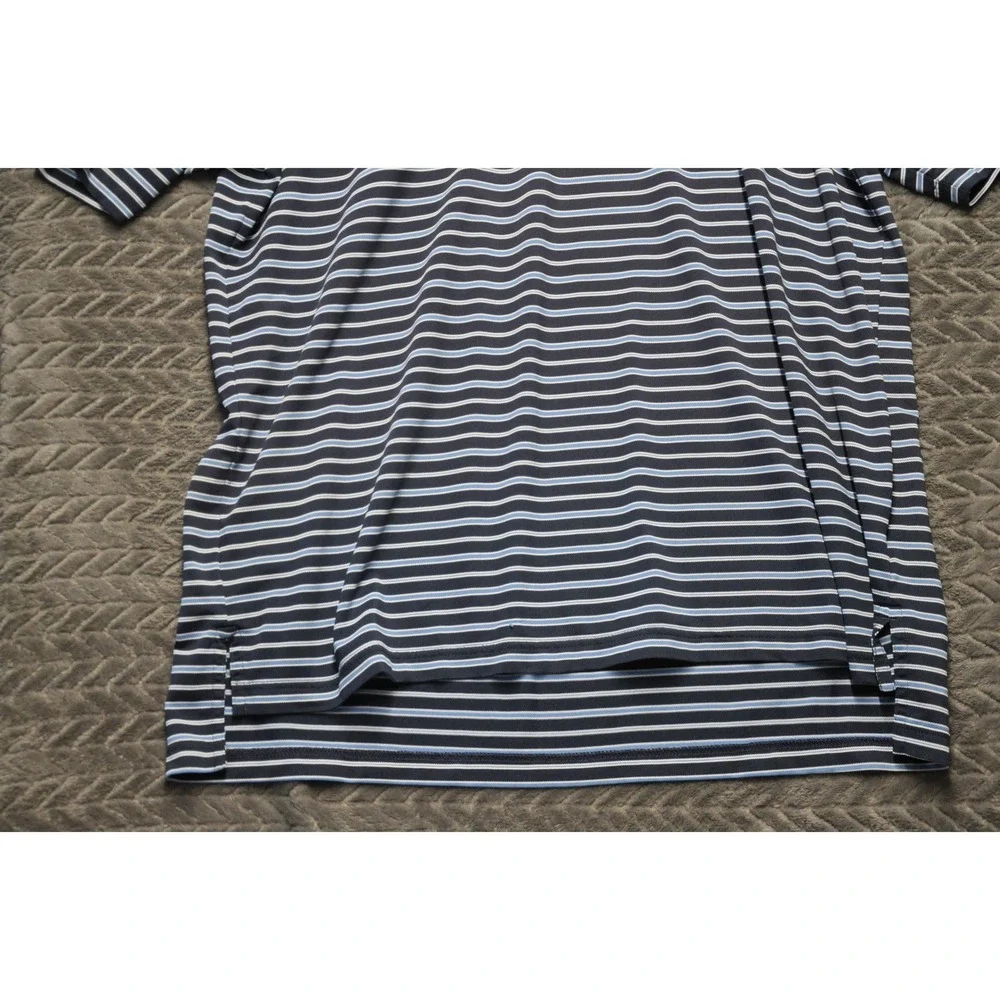 Peter Millar Polo Shirt XL Navy‎ Blue Striped Excellent Summer Comfort (1791)